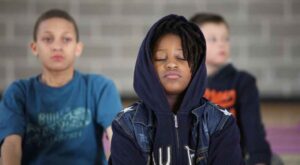 Focused children during mindfulness session